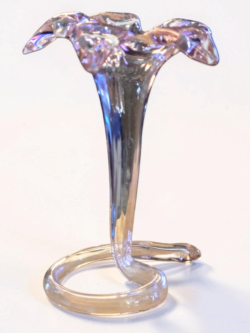 Lily Trumpet Epergne Floral Pink Vase Blown Art Glass 6"